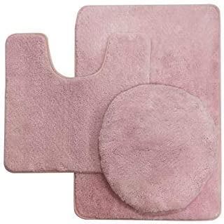 Soft 3 pc Solid Bathroom Mat Set