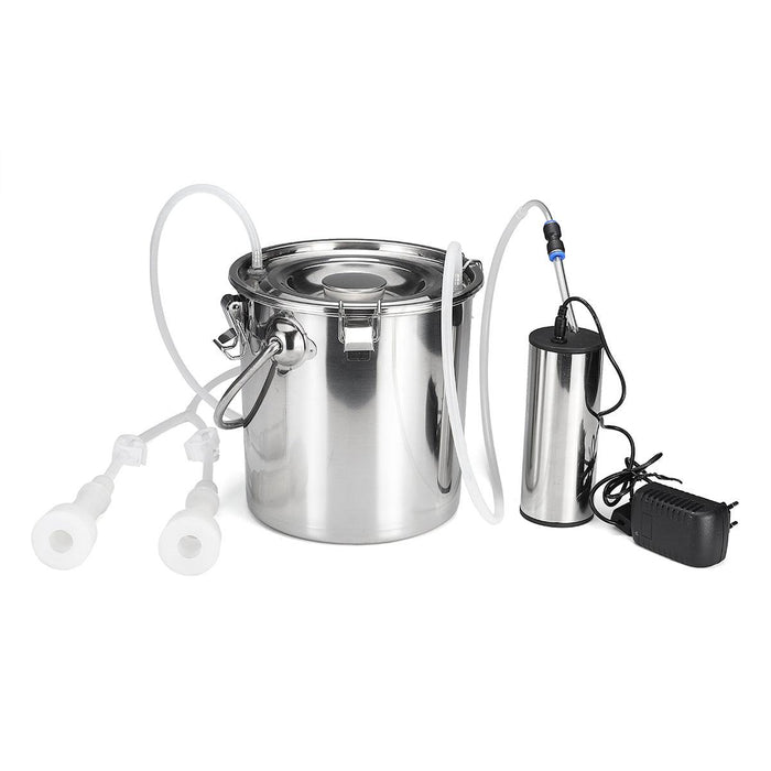 5L Electric Milking Machine Stainless Steel Cow Goat Sheep Bucket Suction Milker Vacuum Pump Household