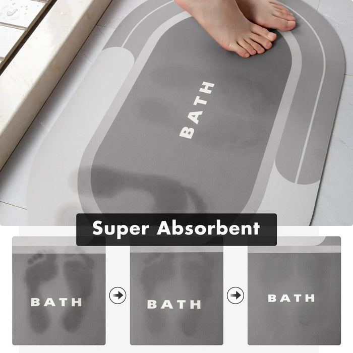 Bath Mat Rug 17"X27" Quick Dry Super Absorbent Rubber Backed Bath Rugs Mats for Bathroom Non Slip Gray Bathroom Rugs Washable