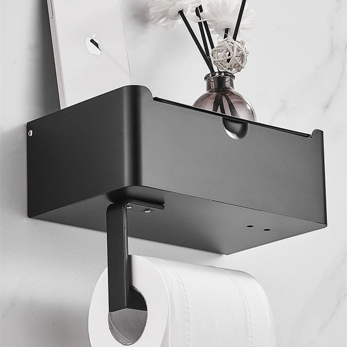 Stainless Steel Tissue Wet Tissue Box Toilet Paper Holder Punch-Free Mobile Phone Roll Stand