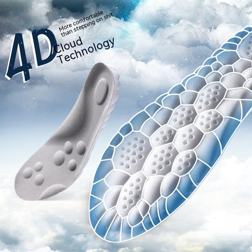 4D Cloud Technology Pu Massage Instep Insole High Elastic Shock Absorption