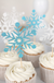 Glitter Snowflake New Year Party Cake Toppers 20 pcs Set