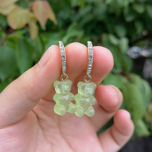 Cute Acrylic Gummy Bear Dangle Earrings - Okeihouse