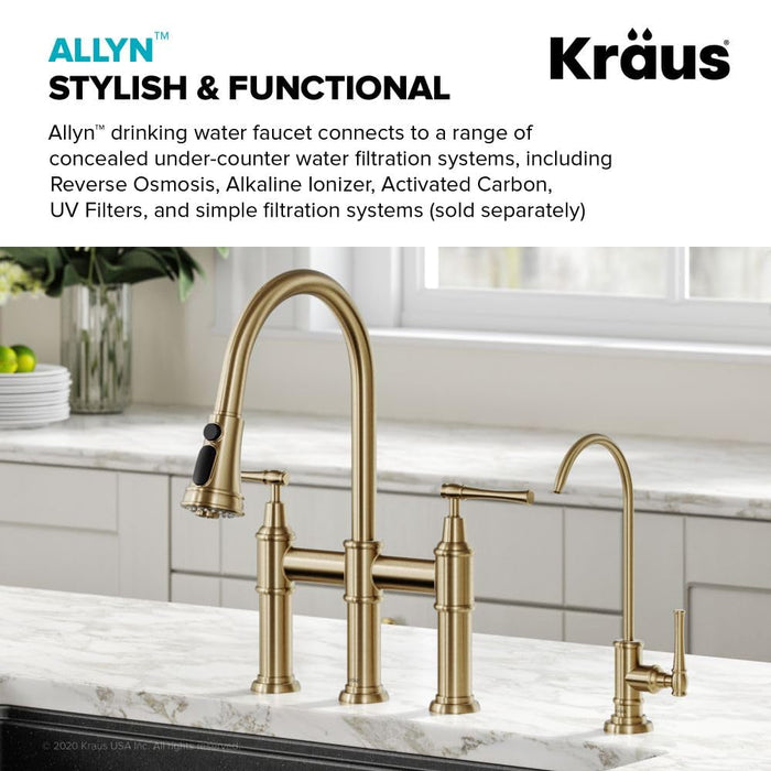 Allyn 100% Lead-Free Kitchen Water Filter Faucet in Brushed Gold, FF-102BG