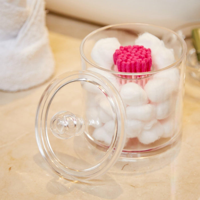Makeup Organizer Bathroom Storage Multifunction Organizer Cotton Balls and Cotton Buds Holder - Small Round