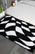 Feblilac Black and White Checkerboard Bath Mat, Abstract Curly Mat Rug