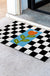 Feblilac Black and White Checkerboard Tulips PVC Coil Door Mat