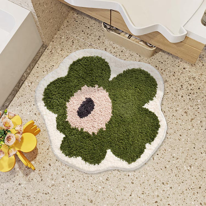 Feblilac Abstract Daisy Flower Bath Area Mat