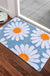 Feblilac Sky Blue Daisy Bath Mat, Flower Floral Bathroom Rug, Soft Plush Water-Absorbent Mat