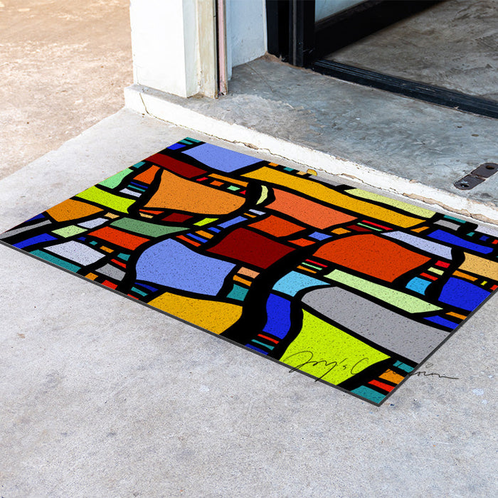 Feblilac Colorful Geometric Figure PVC Coil Door Mat