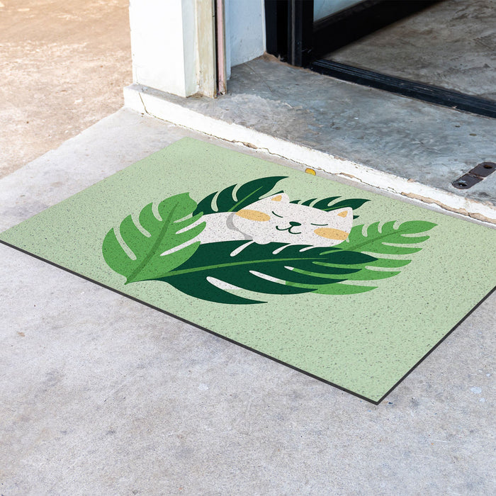 Feblilac Monstera Cat PVC Coil Door Mat