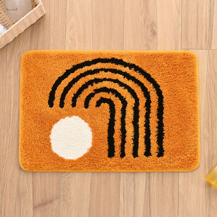 Feblilac Orange Sun Curves Tufted Bath Mat Mom‘s Day Gift