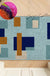 Feblilac Blue and Brown Squares Geometric Nylon Door Mat