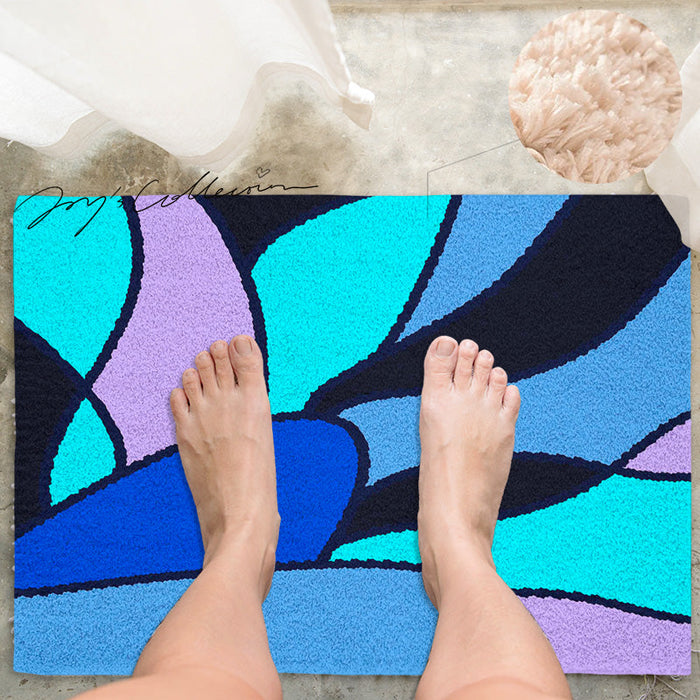 Feblilac Colorful Abstract Sea Geometric Tufted Bath Mat