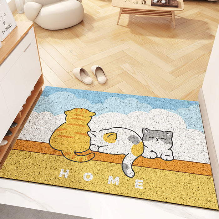 Feblilac Cats Resting on the Wall PVC Coil Door Mat