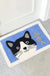 Feblilac Cat and the Fishbone Blue Ground Bath Mat