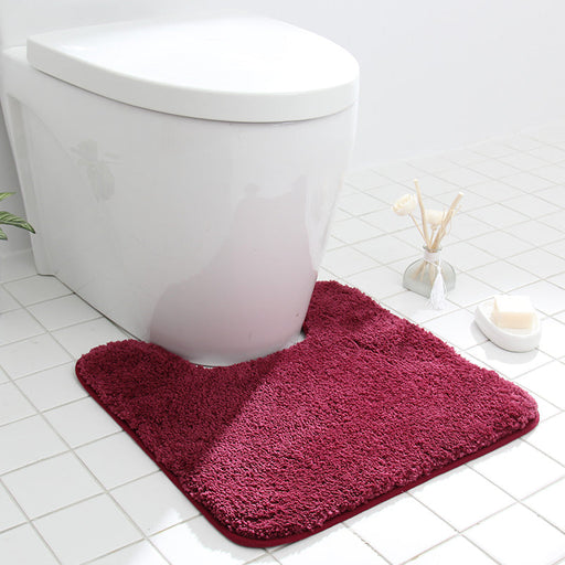 Feblilac Square Solid Tufted Toilet U-Shaped Floor Bathroom Mat