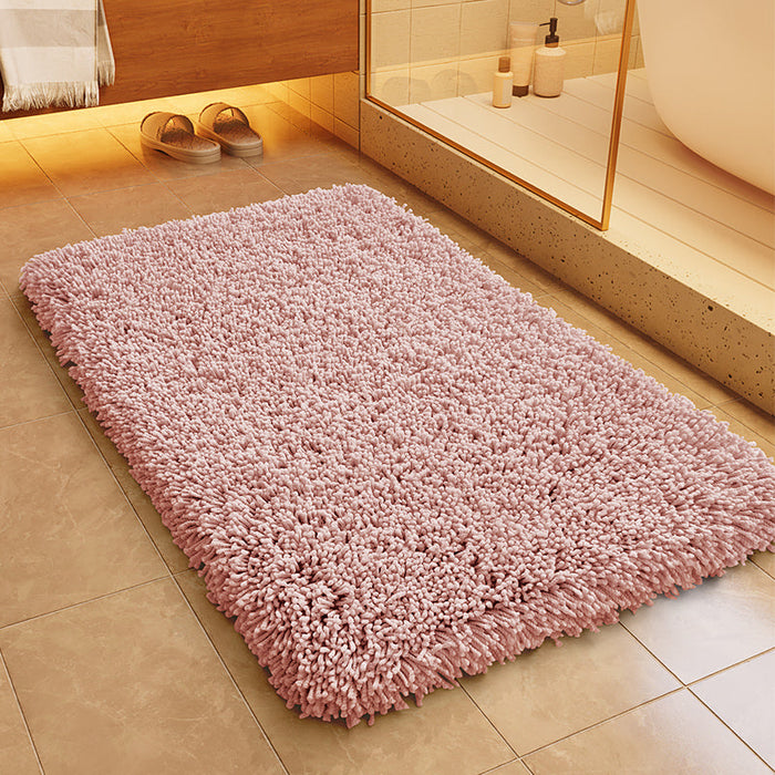 Feblilac Solid Long Plush Tufted Bath Mat