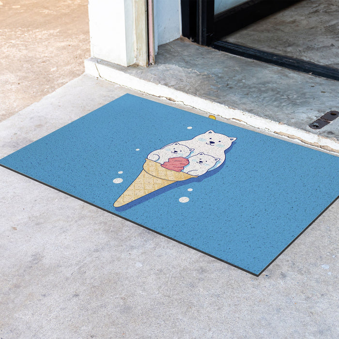 Feblilac White Polar Bear Ice Cream PVC Coil Door Mat