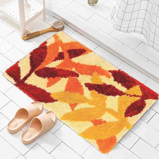 Feblilac Red Leaves Bath Mat