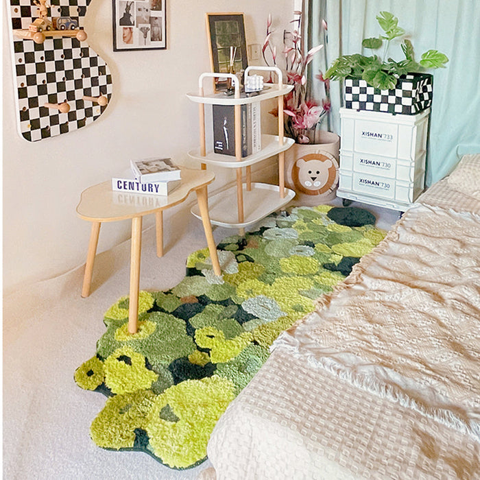 Feblilac 3D Green Moss Bedroom Runner Mat