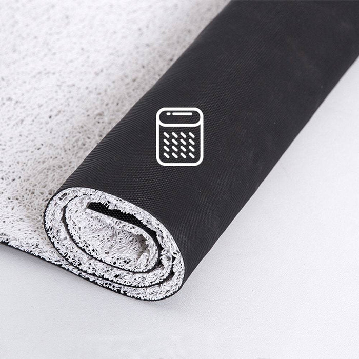Feblilac Black and White Diamond Pattern PVC Coil Door Mat