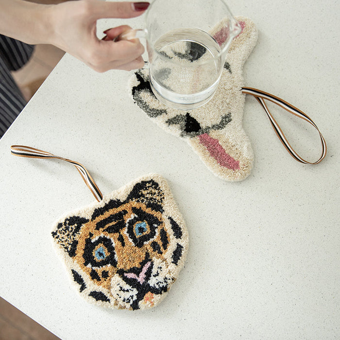 Hand-made Indian Animal Wool and Cotton Teacup Mats Pendant