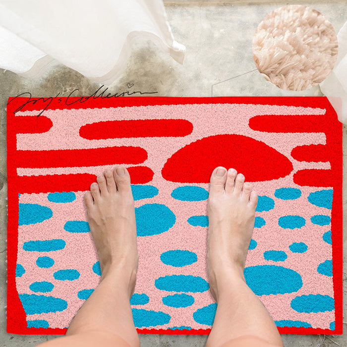 Feblilac Pink Sky and Sea Tufted Bath Mat