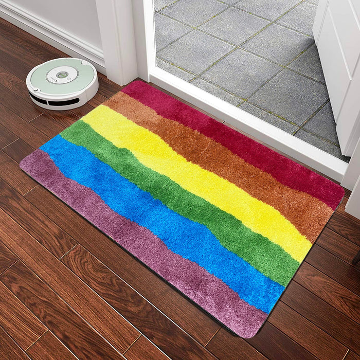 Rainbow Flag Bath Mat, Gay Pride Home Decor, Colorful Mountain Bathroom Rug, 60x90cm or 23x35 inches