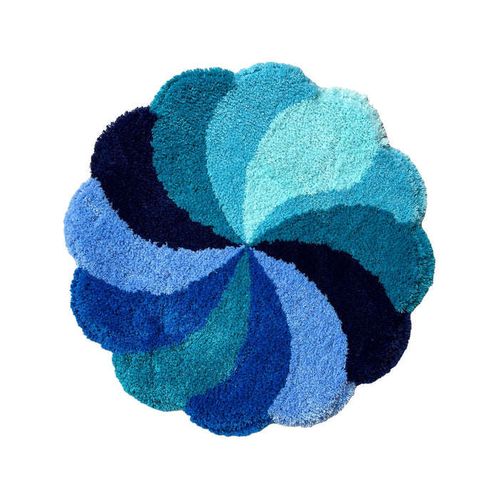 Feblilac Blue and Purple Rotating Windmill Tufted Bath Mat