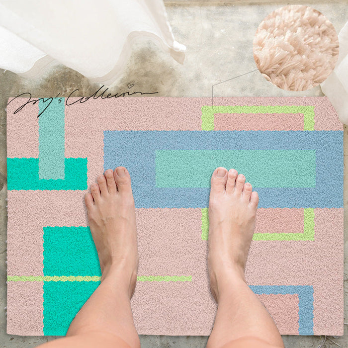 Feblilac Geometric Big Squares Geometric Tufted Bath Mat