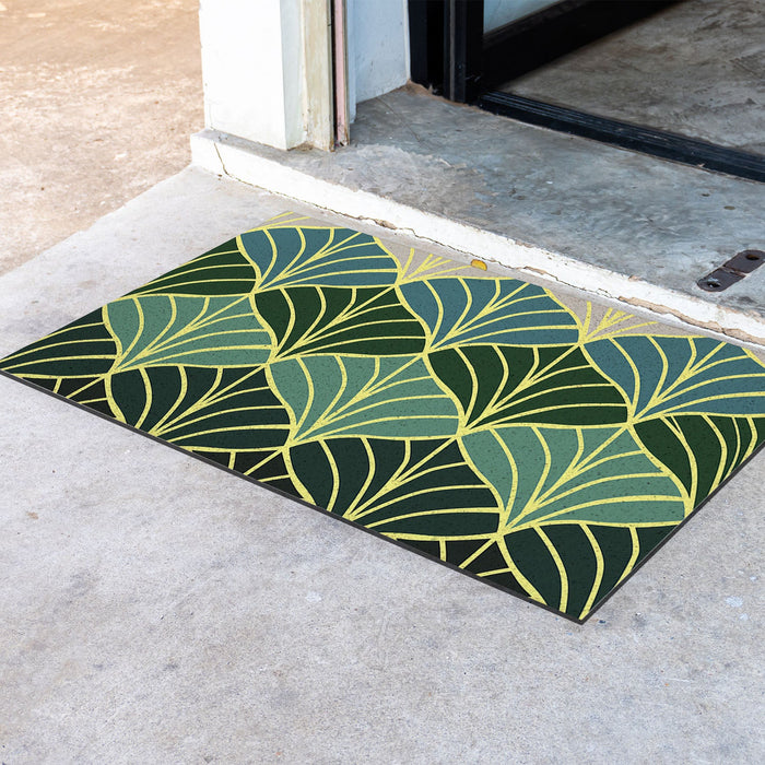 Feblilac Golden Green Ginkgo Leaves PVC Coil Door Mat