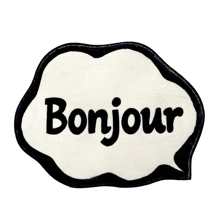 Feblilac Black and White Bonjour Bath Mat