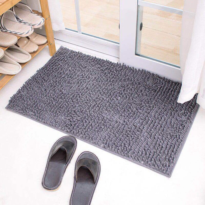 Chenille Non-Slip Microfiber Shag Bathroom Rug Mat, Solid Color