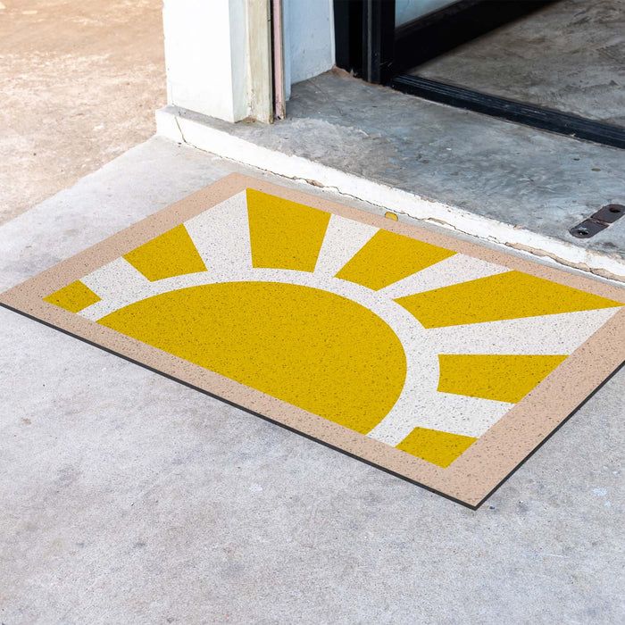 Feblilac Yellow Sun Pink Edge PVC Coil Door Mat