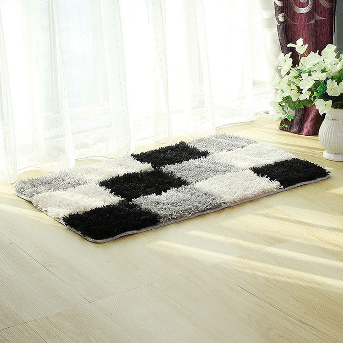 Feblilac Blue/Black/Green/Red/Brown/Purple and White Checkerboard Pattern Ultra Soft Bathroom Rug