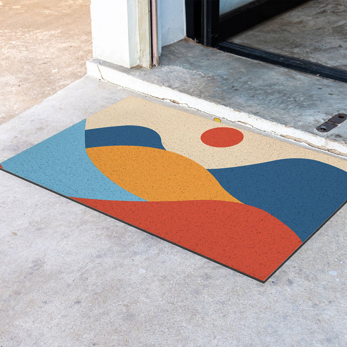 Feblilac Red Blue Sunset Mountains PVC Coil Door Mat