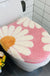 Feblilac Pink Daisy Bath Mat Set, Flower Floral Bathroom Rug Set, Toilet Cover Mat