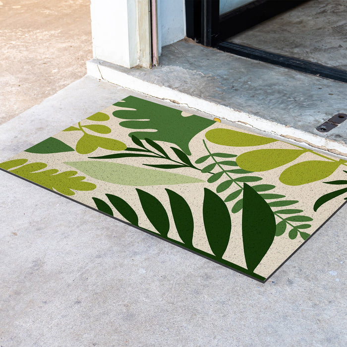 Feblilac Green Tropical Plant Leaves PVC Coil Door Mat @Frank's design