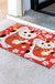 Feblilac Red Background White Sakura Lucky Cat PVC Coil Door Mat