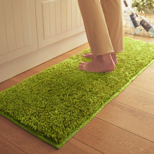 Feblilac Rectangular Solid Green Tufted Bath Mat