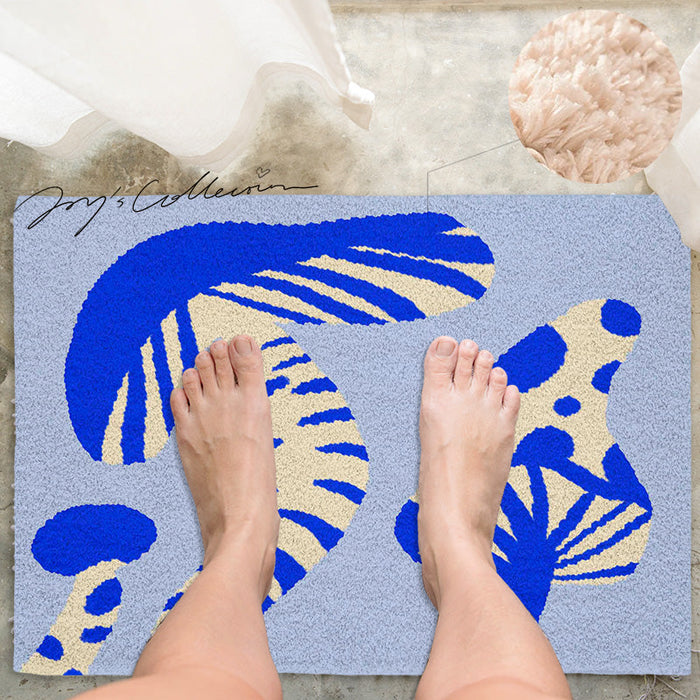 Feblilac Light Blue Mushroom Tufted Bath Mat