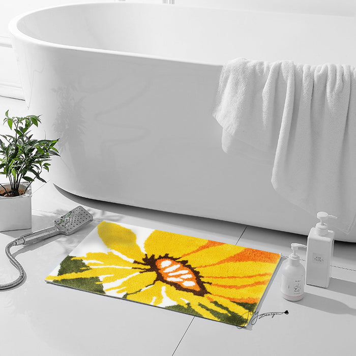 Feblilac Rectangular Sunflower Tufted Bath Mat @Joy's design