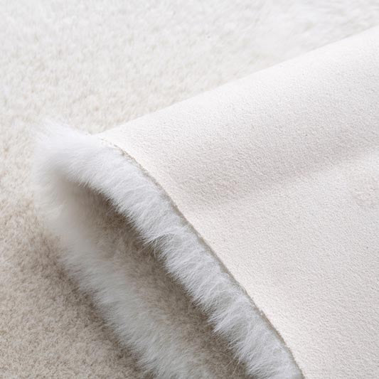 Feblilac White Grey Rabbit Hair Feel Bedroom Rug