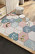 Feblilac Irregular Geometric Hexagon Pink Blue Leaves Pattern PVC Leather Door Mat