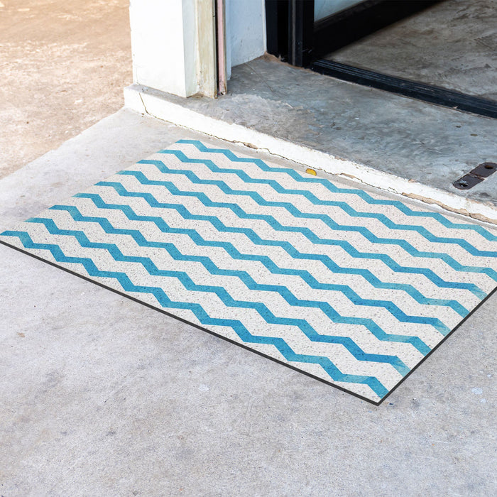 Feblilac Blue Gradient Watercolor Pattern PVC Coil Door Mat