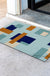 Feblilac Blue and Brown Squares Geometric PVC Coil Door Mat