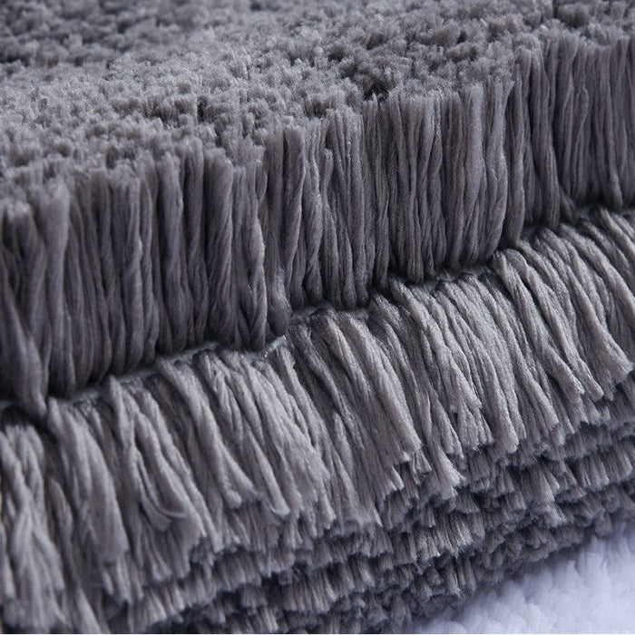 Feblilac Rectangular Solid Long Plush Tufted Bath Mat