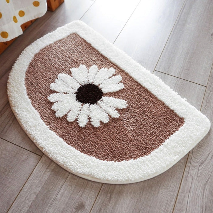 Semicircle Daisy Bathroom Mat