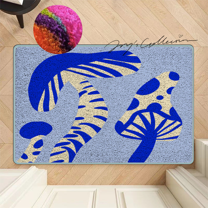 Feblilac Light Blue Mushroom Nylon Door Mat